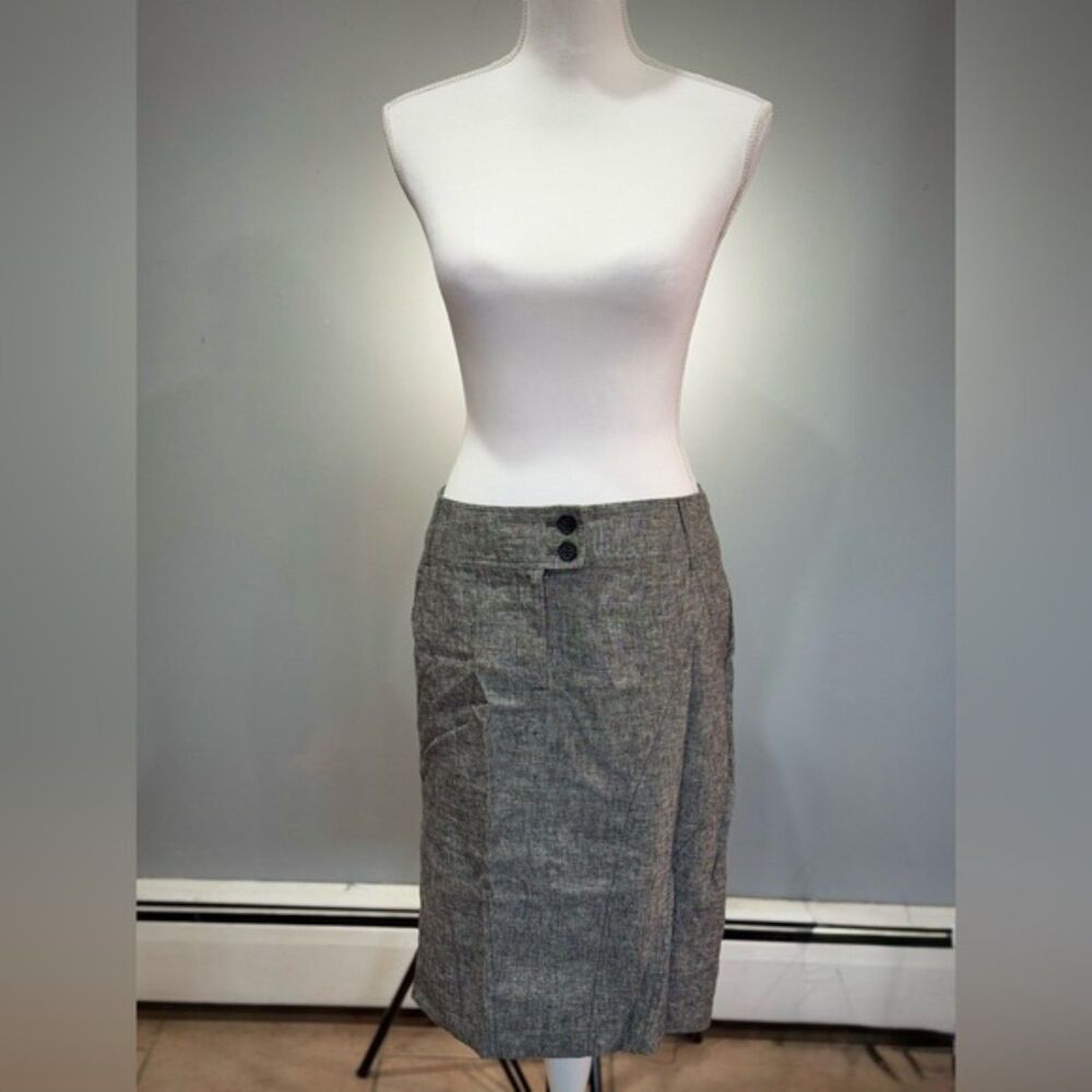 Clearout! Gray Dalia Collection Linen Blend Pencil Skirt 6 EUC